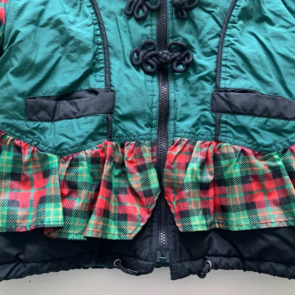 Ski + Fun Vintage Ski Jacket Puffer Insulated Retro sz 6x girls green hooded
